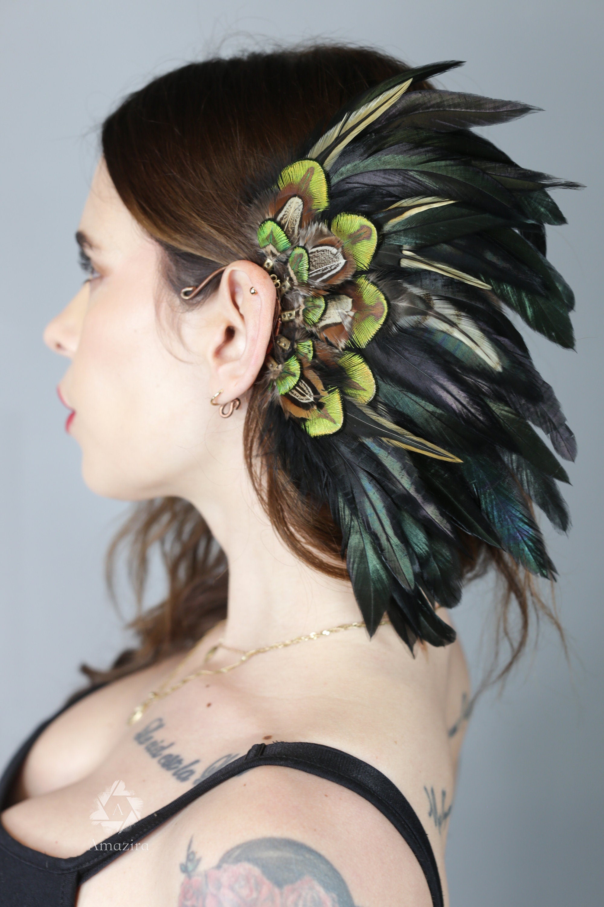Black headdress, wedding hair