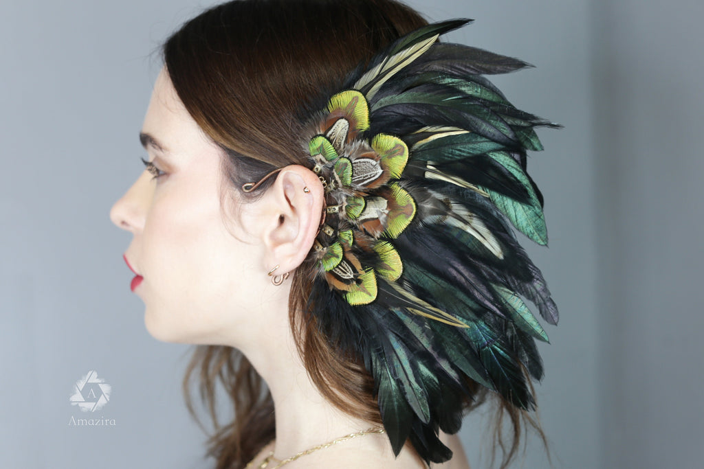 Black headdress, wedding hair
