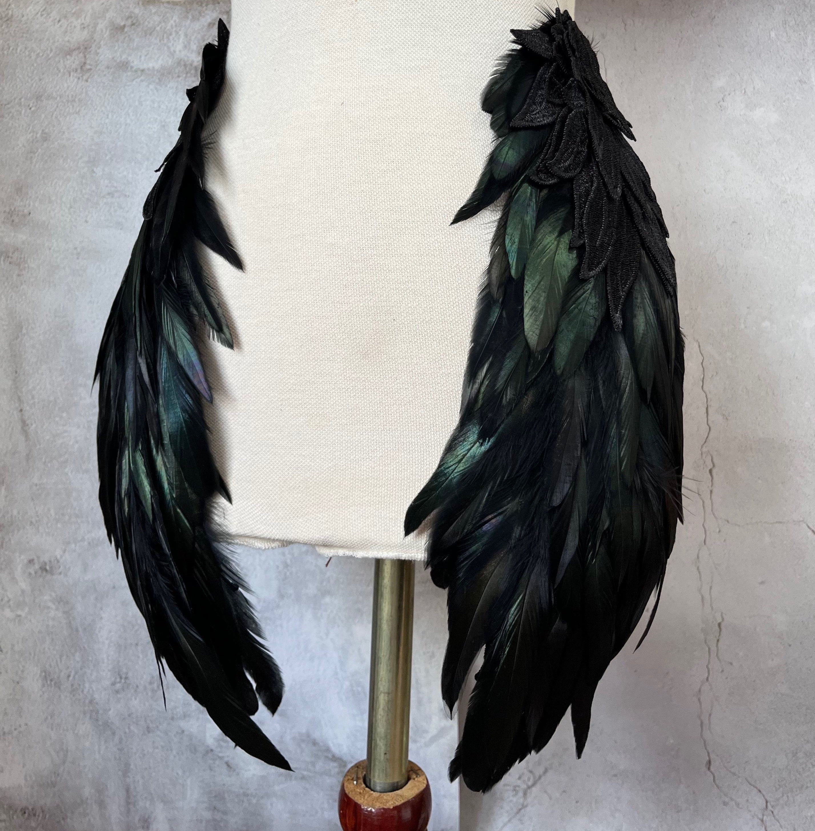 Black feather shawl, shoulder pad