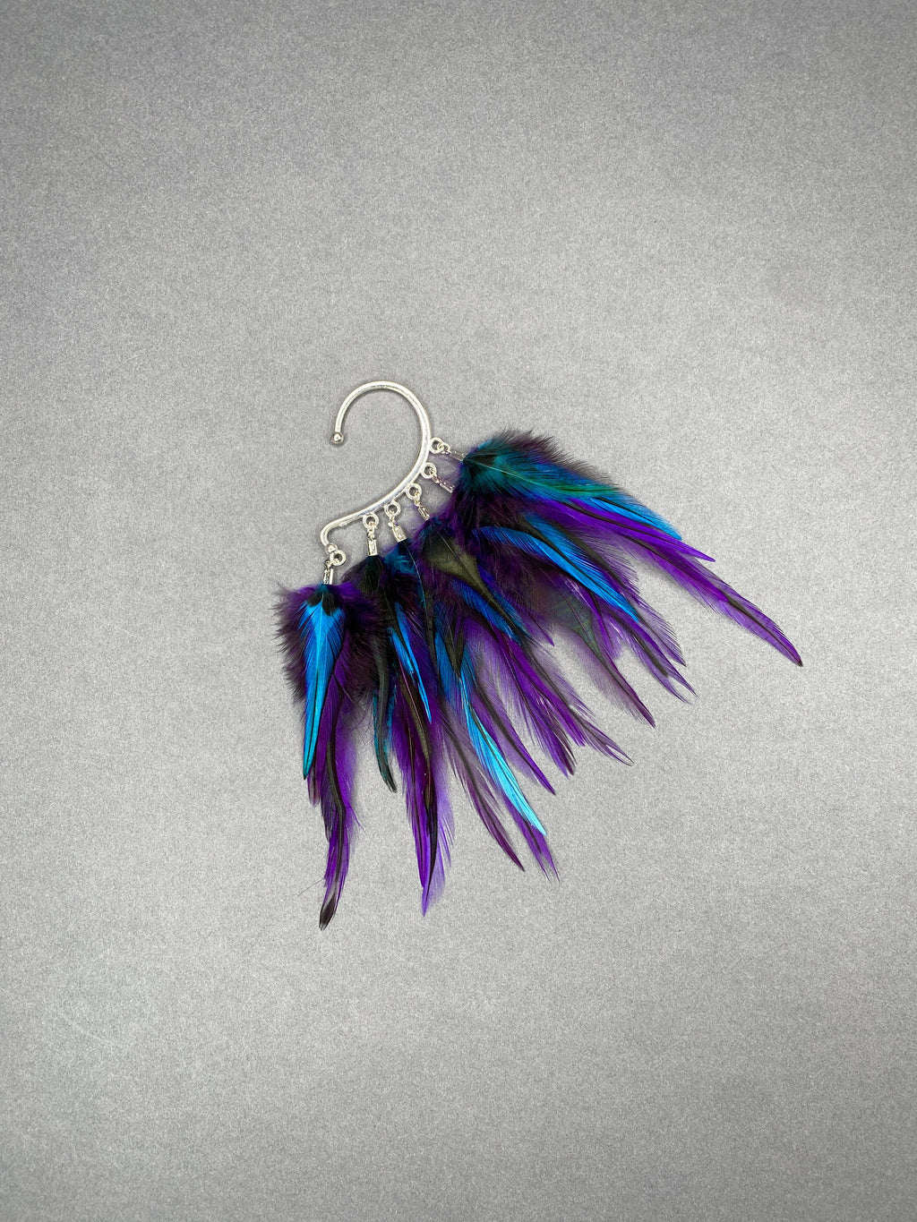 Purple blue feather Ear Wrap