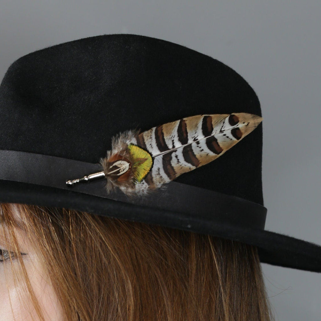 Natural feather Hat pin & suit brooch