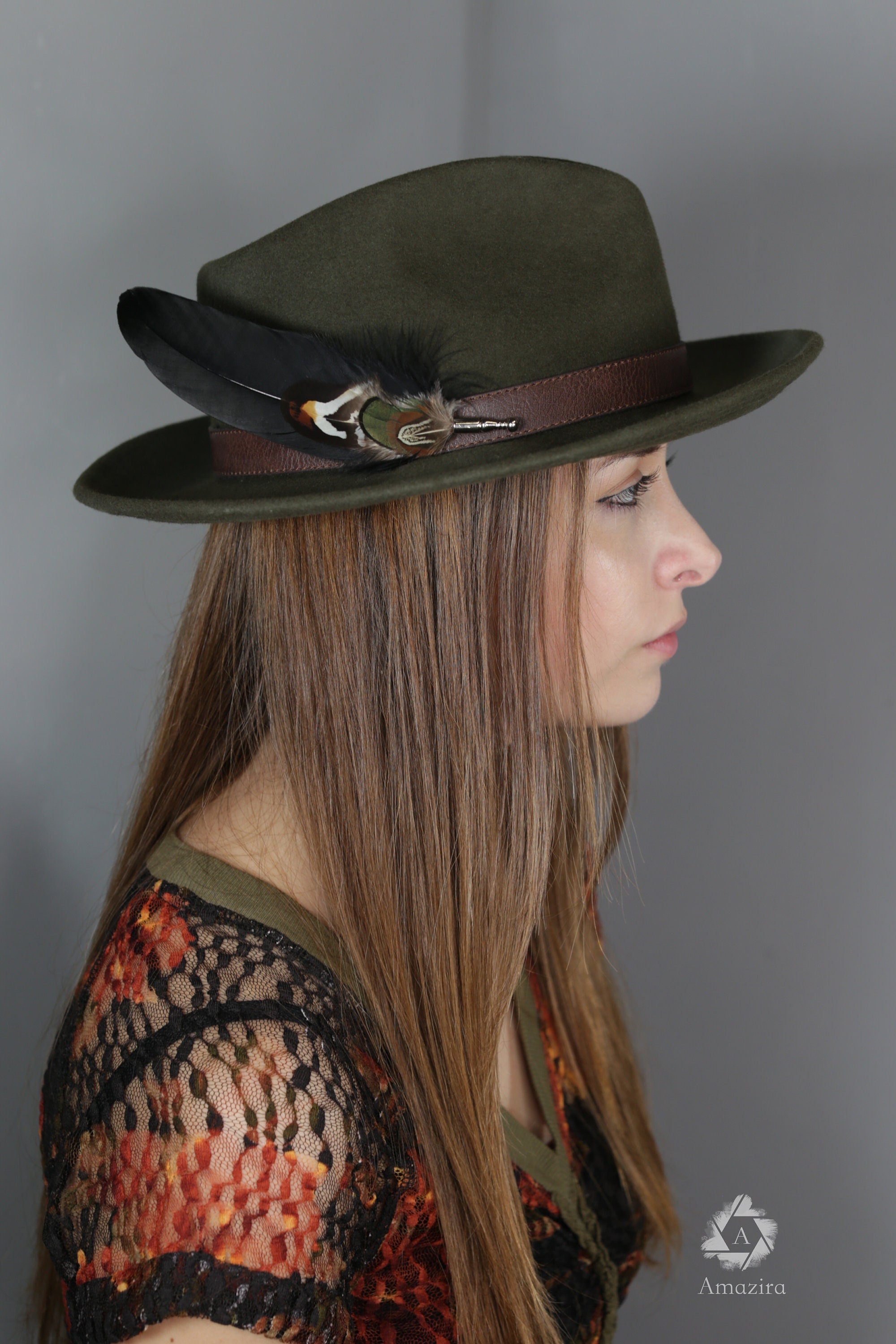 Large natural black Feather Hat pins