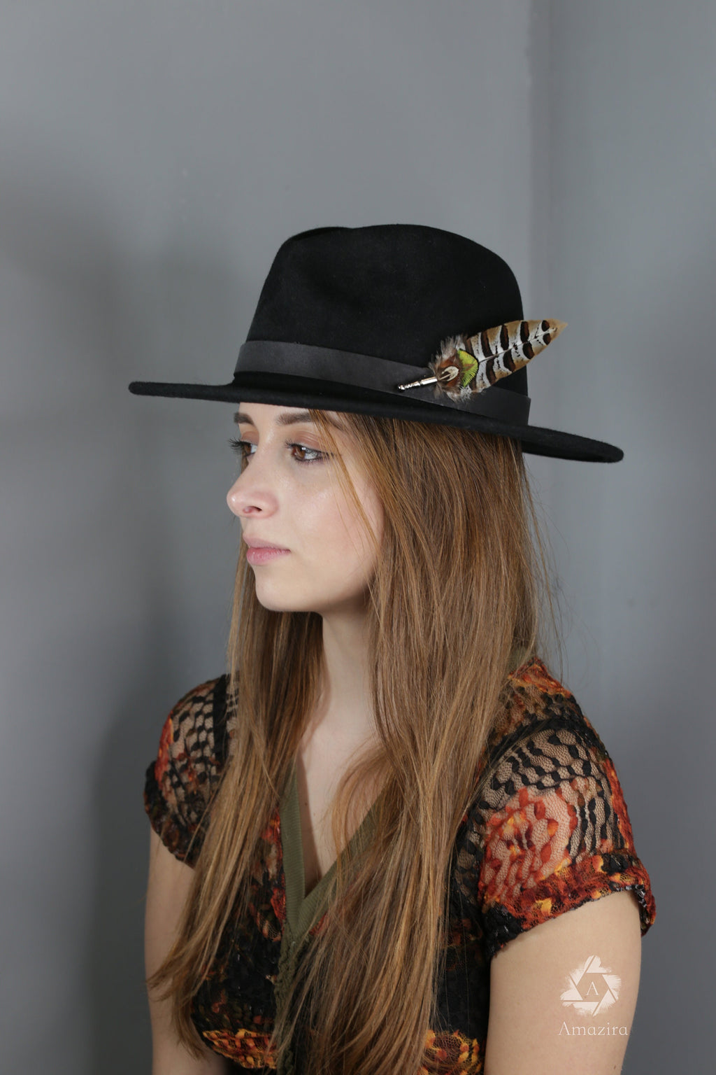 Natural feather Hat pin & suit brooch