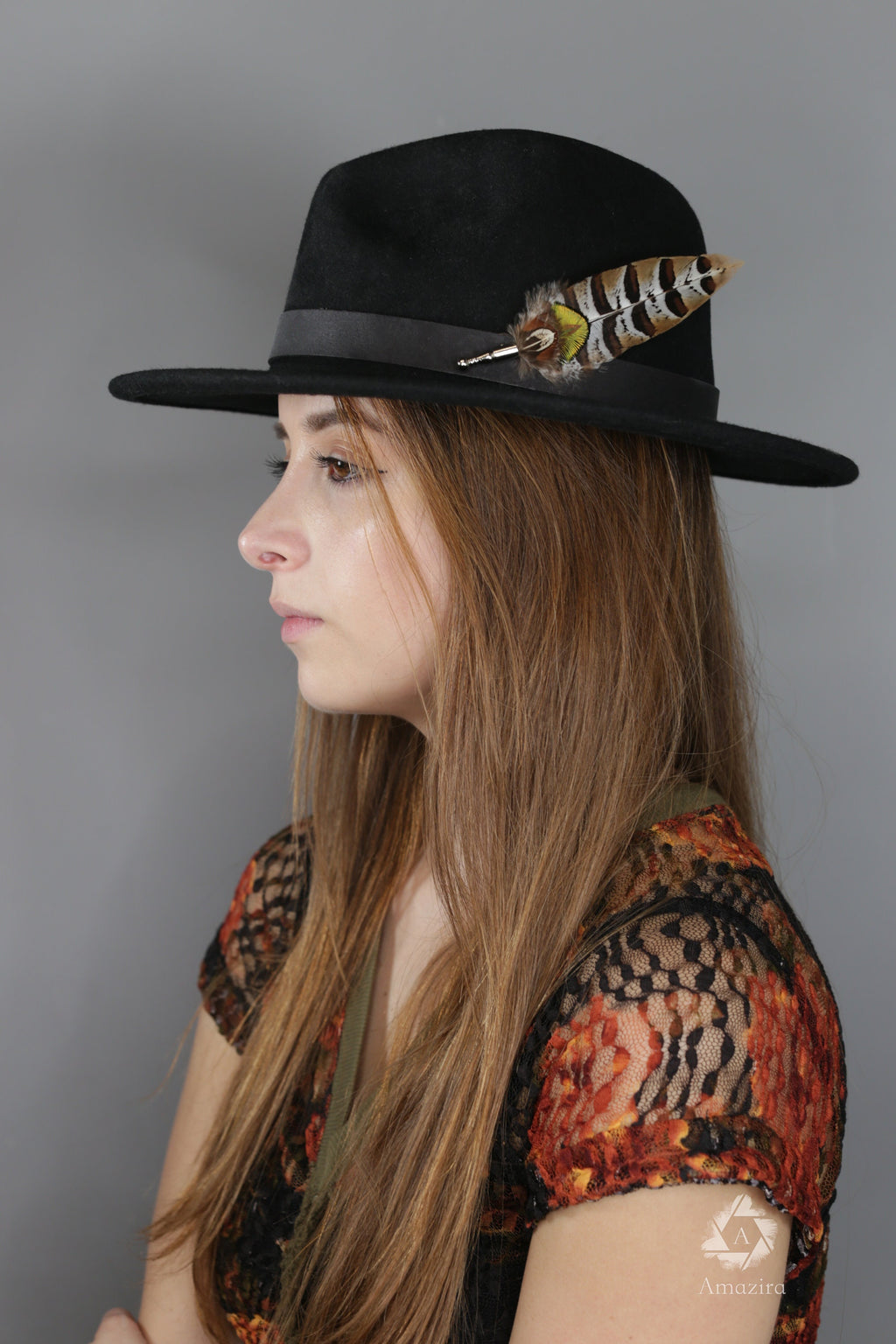 Natural feather Hat pin & suit brooch