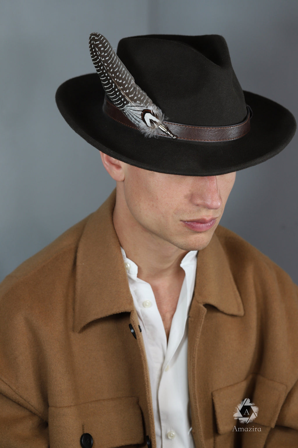 Extra Long Natural Feather Hat pin