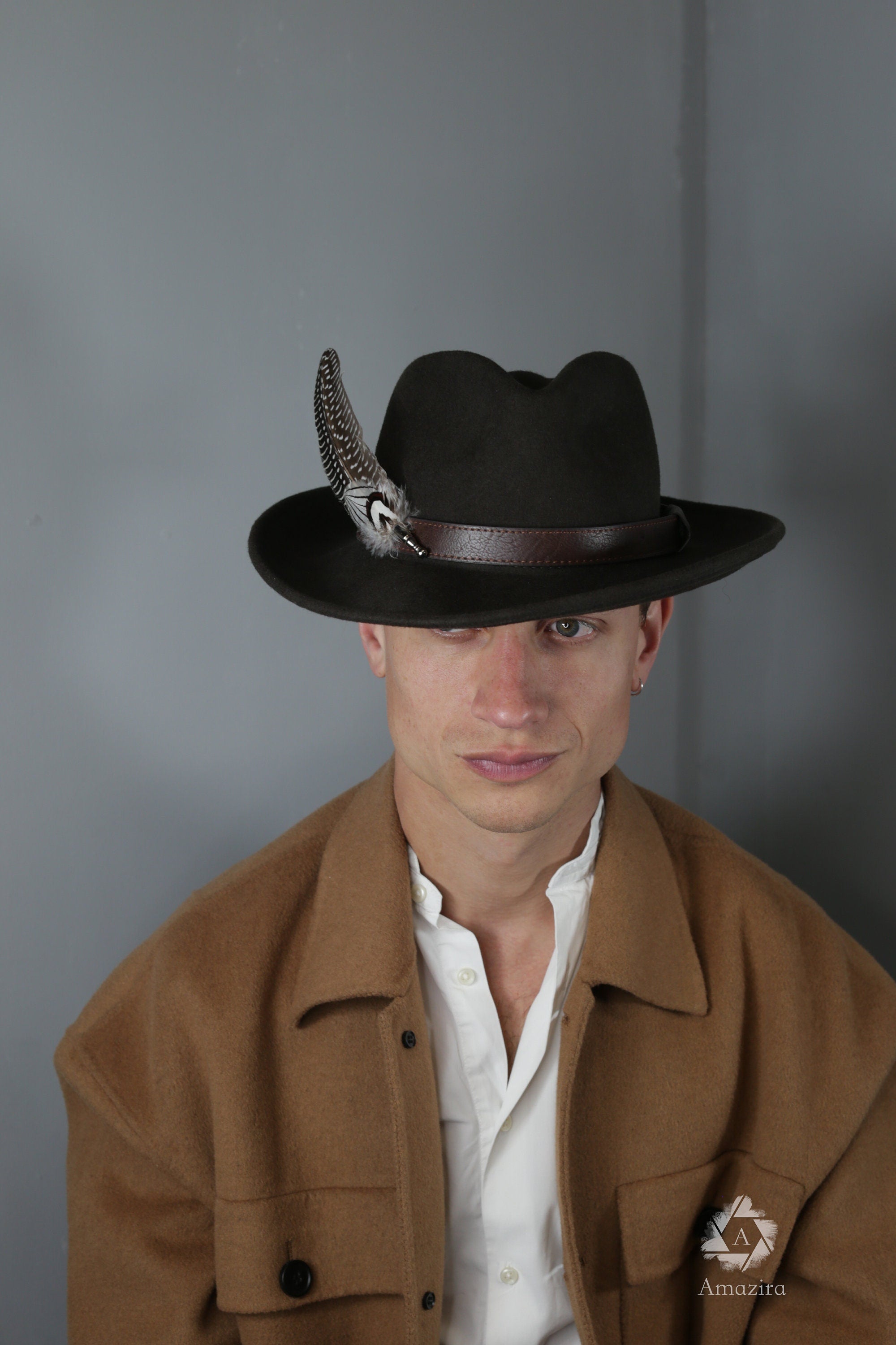 Extra Long Natural Feather Hat pin