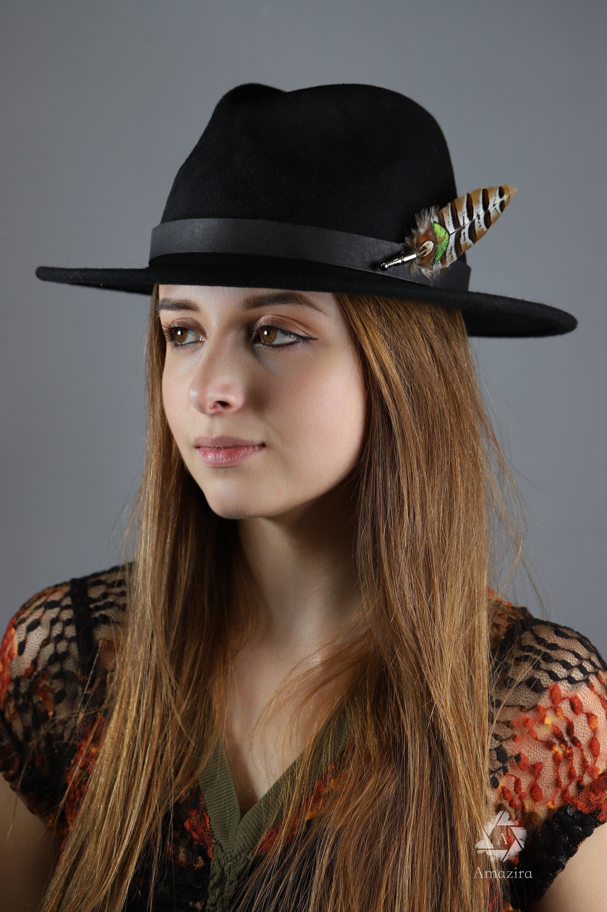 Natural feather Hat pin & suit brooch