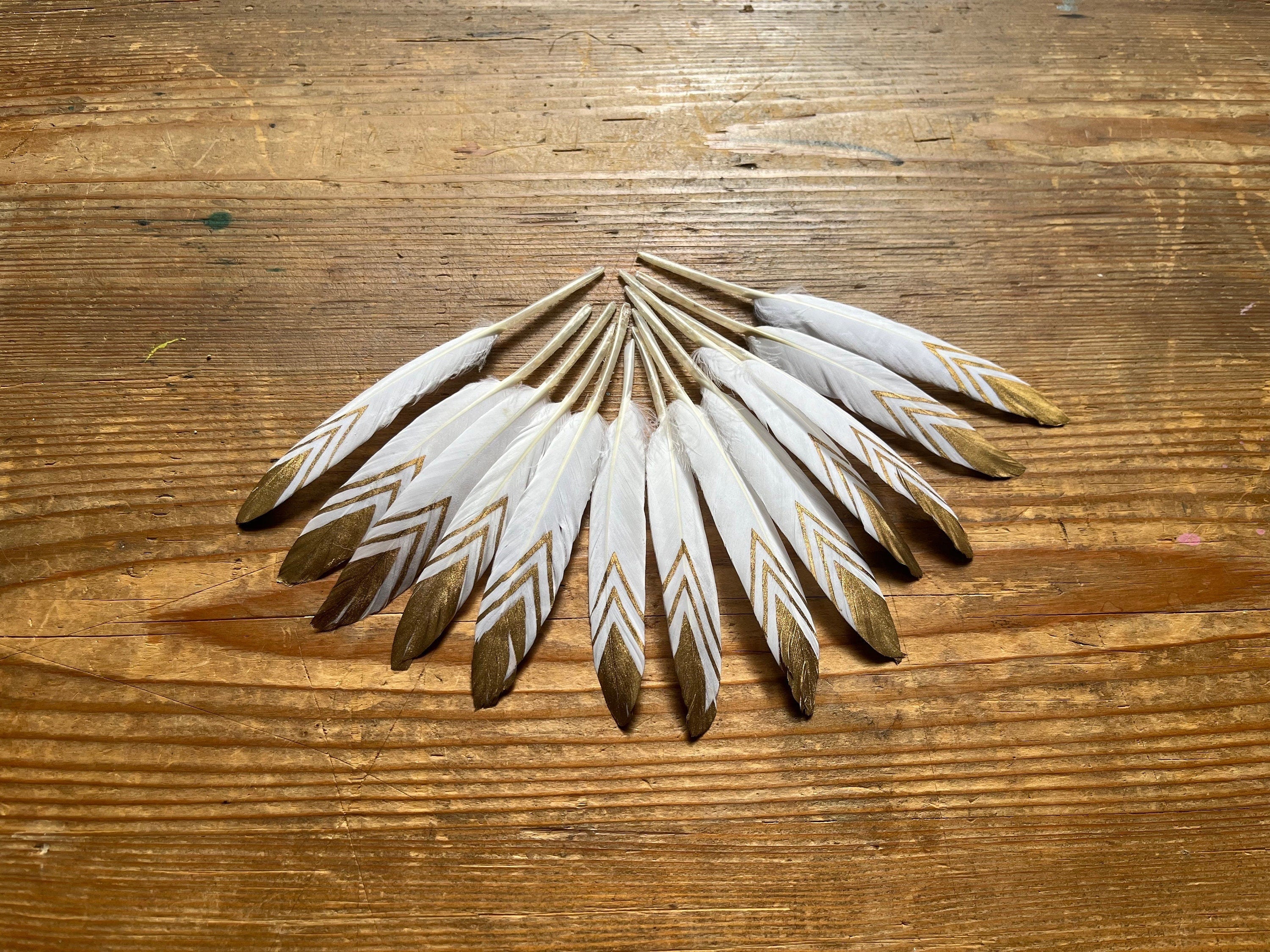 CLEARANCE 50 CHEAP DEFECTIVE Feathers, Gold Hand-Painted feathers, 12 - 15cm, Silver painted, Red, black & white Goose, cosplay decorations