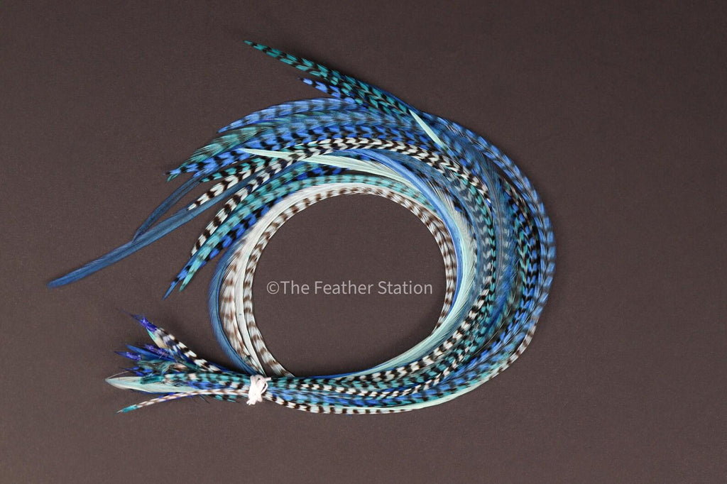 Ocean blue, Hair Feathers Extension Kit 20-25 cm / 9-11''