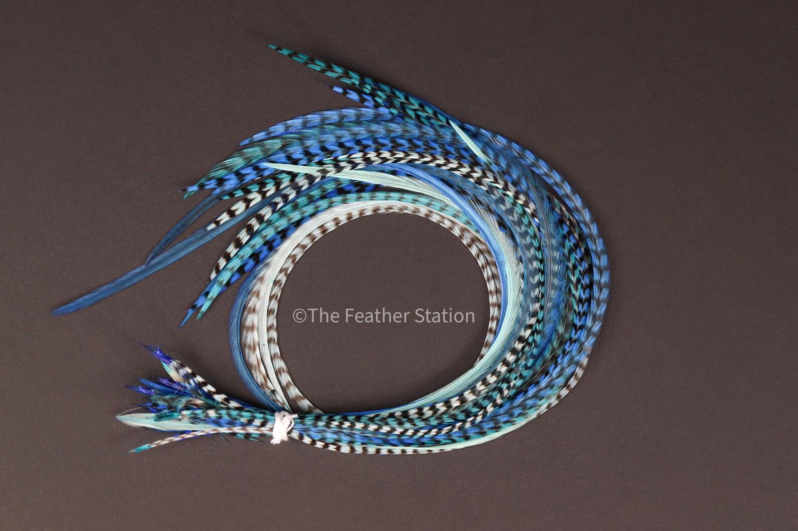 Ocean blue, Hair Feathers Extension Kit 20-25 cm / 9-11''