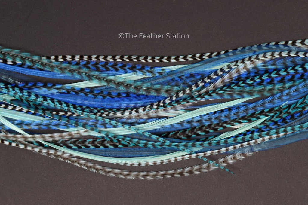 Ocean blue, Hair Feathers Extension Kit 20-25 cm / 9-11''