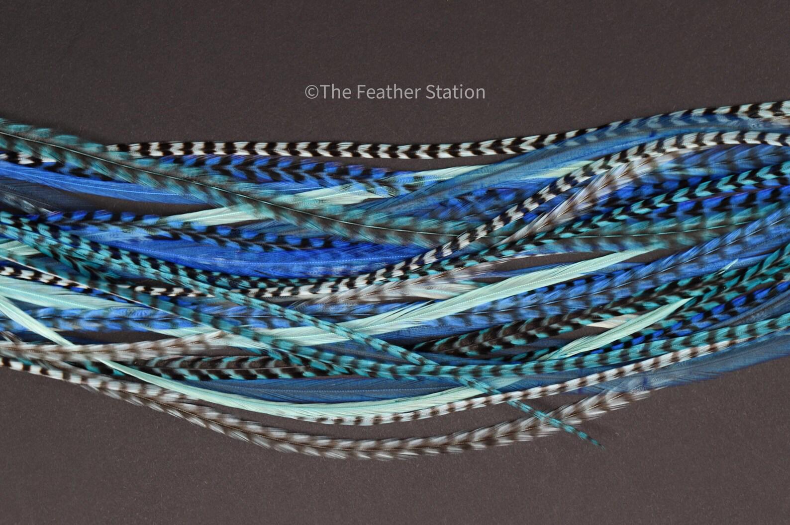 Ocean blue, Hair Feathers Extension Kit 20-25 cm / 9-11''