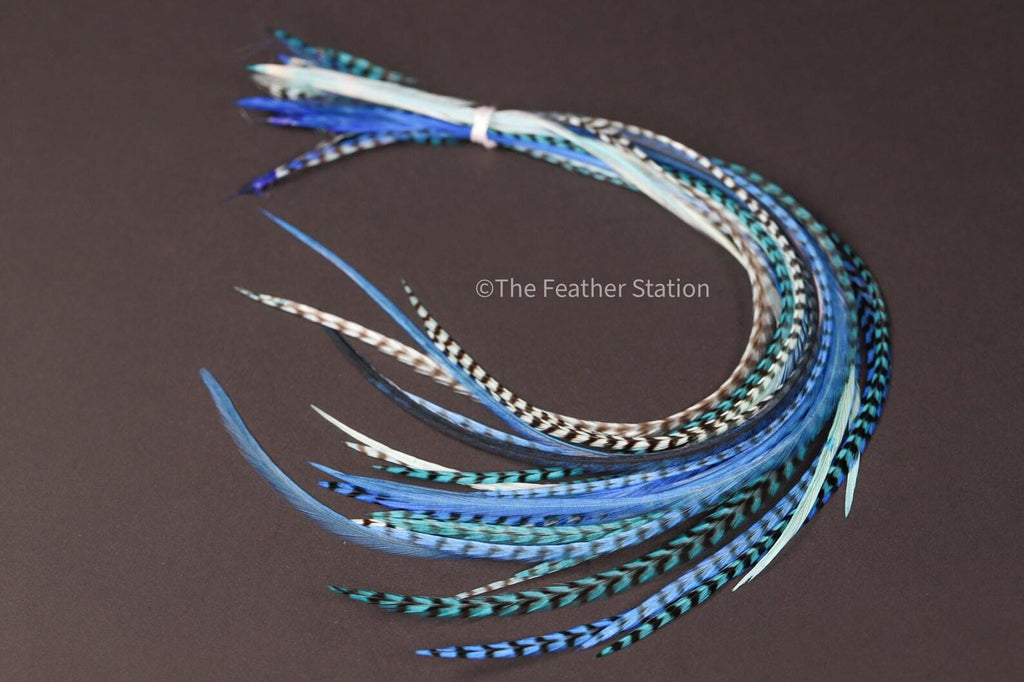 Ocean blue, Hair Feathers Extension Kit 20-25 cm / 9-11''