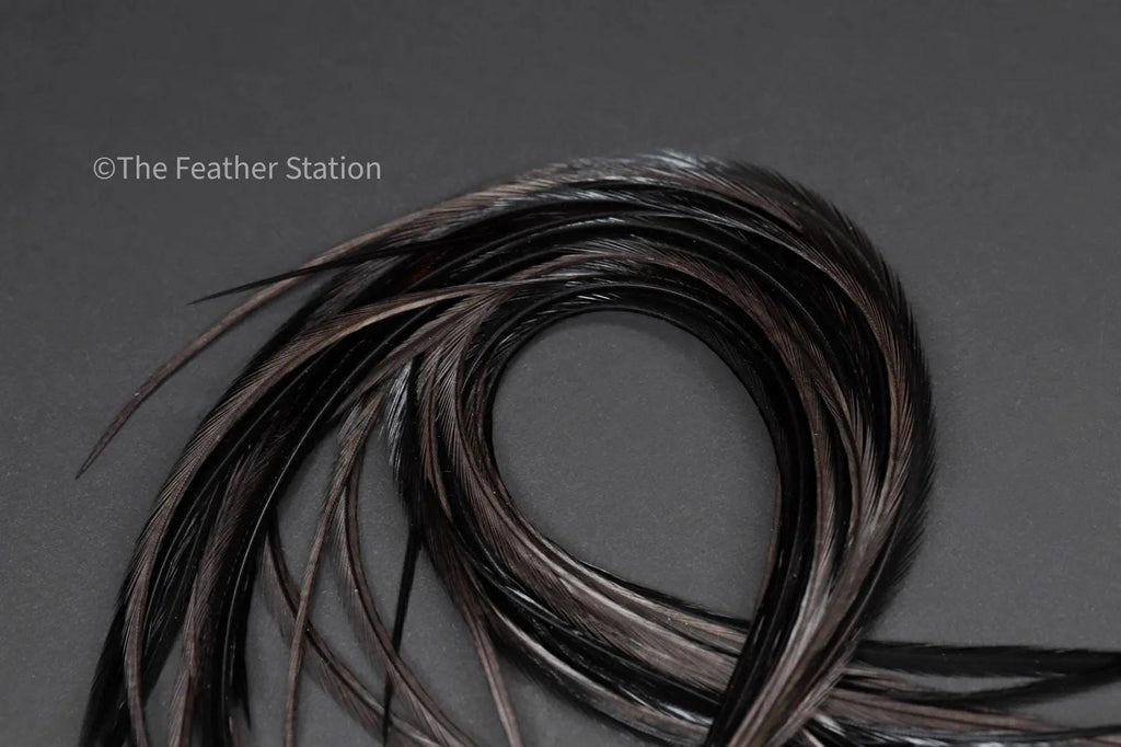 DIY Feather Hair Extension Kit, 20-25 cm / 9-11'' Dark black grey feathers, boho festival unique gothic emo halloween hair enhancement