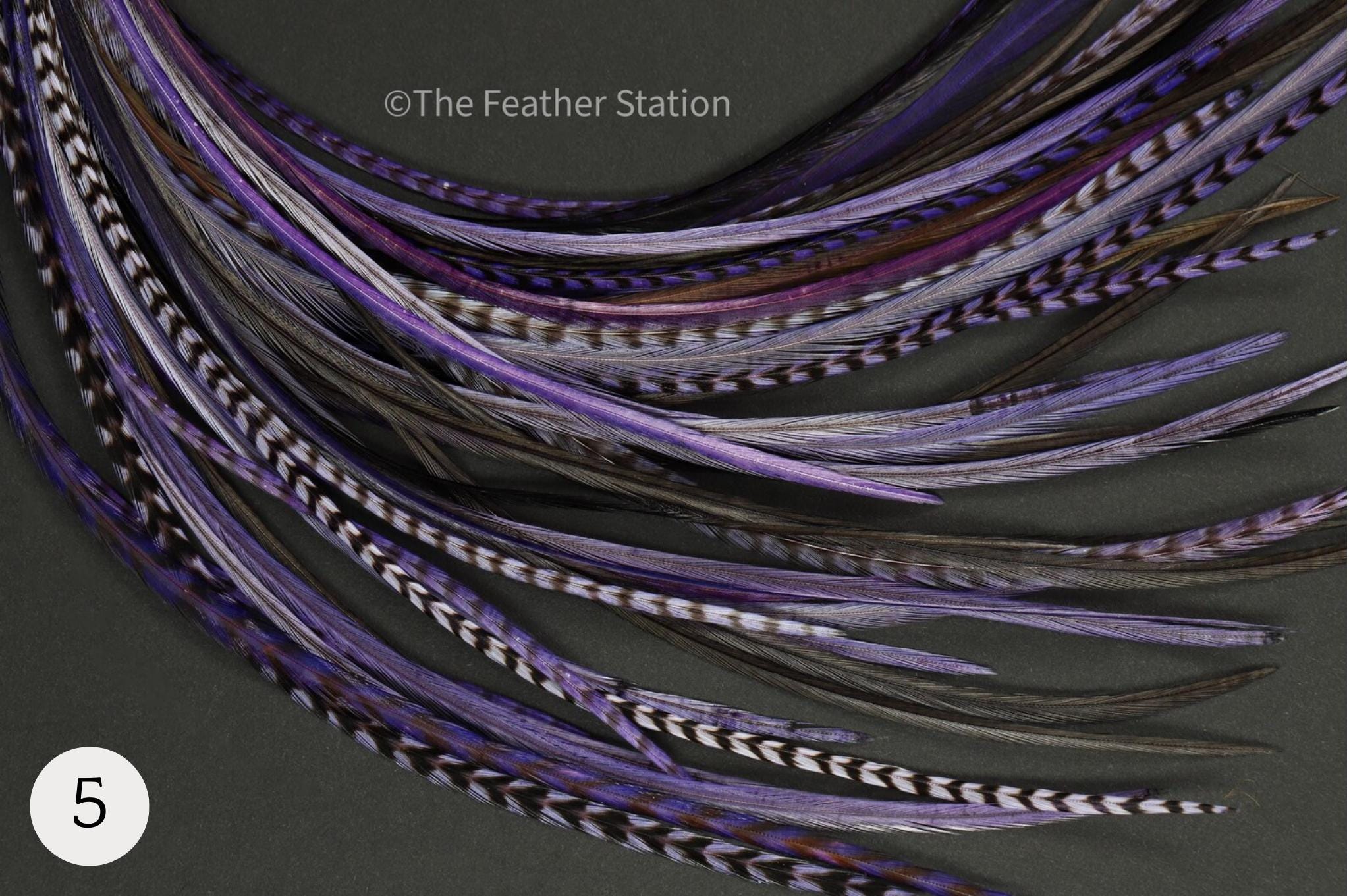 5 Feather hair extension, Diy kit, 20-25 cm, 9-11''
