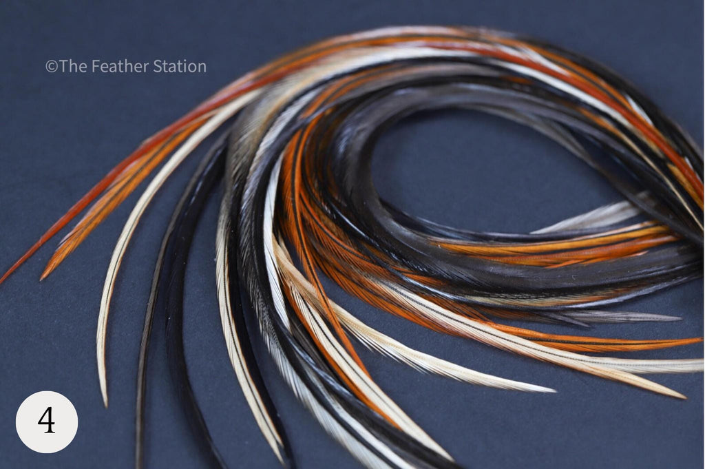 5 Feather hair extension, Diy kit, 20-25 cm, 9-11''