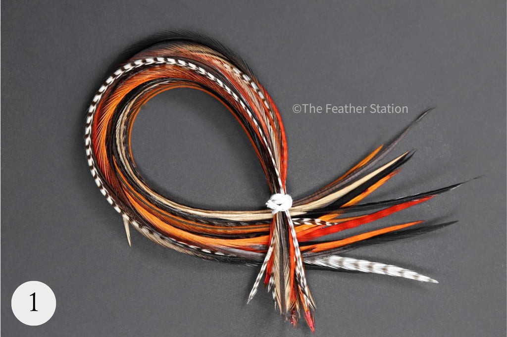 5 Feather hair extension, Diy kit, 20-25 cm, 9-11''