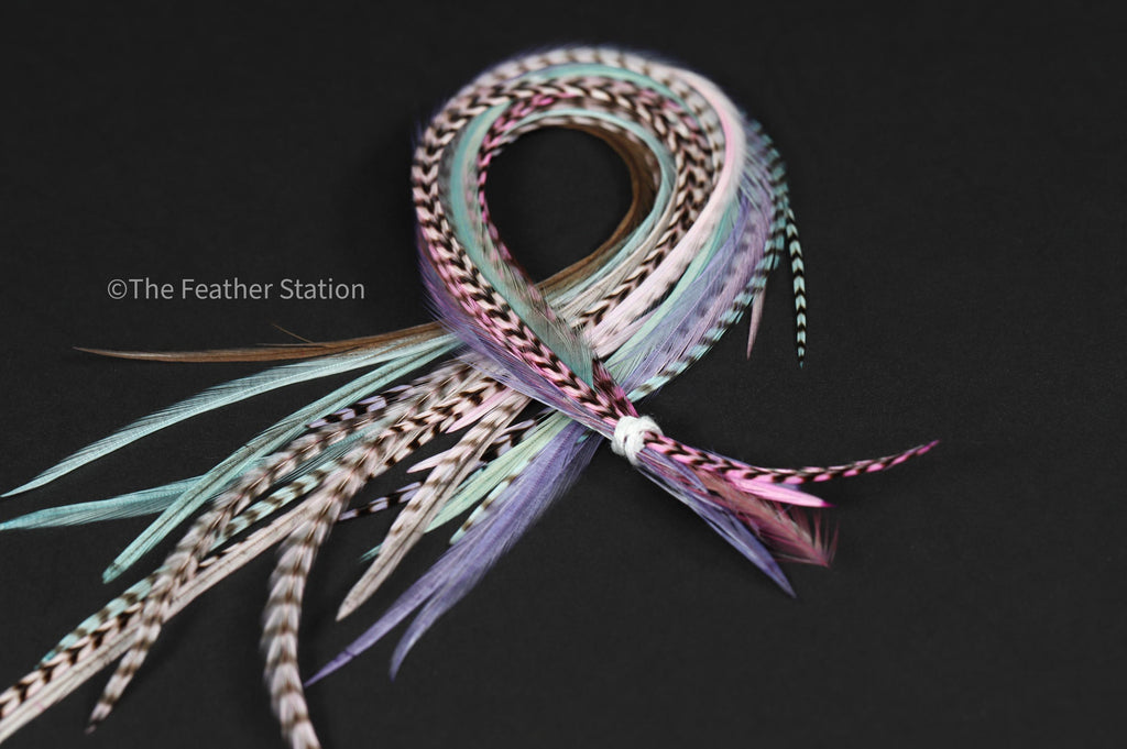 Pastel colour Feather hair extension kit