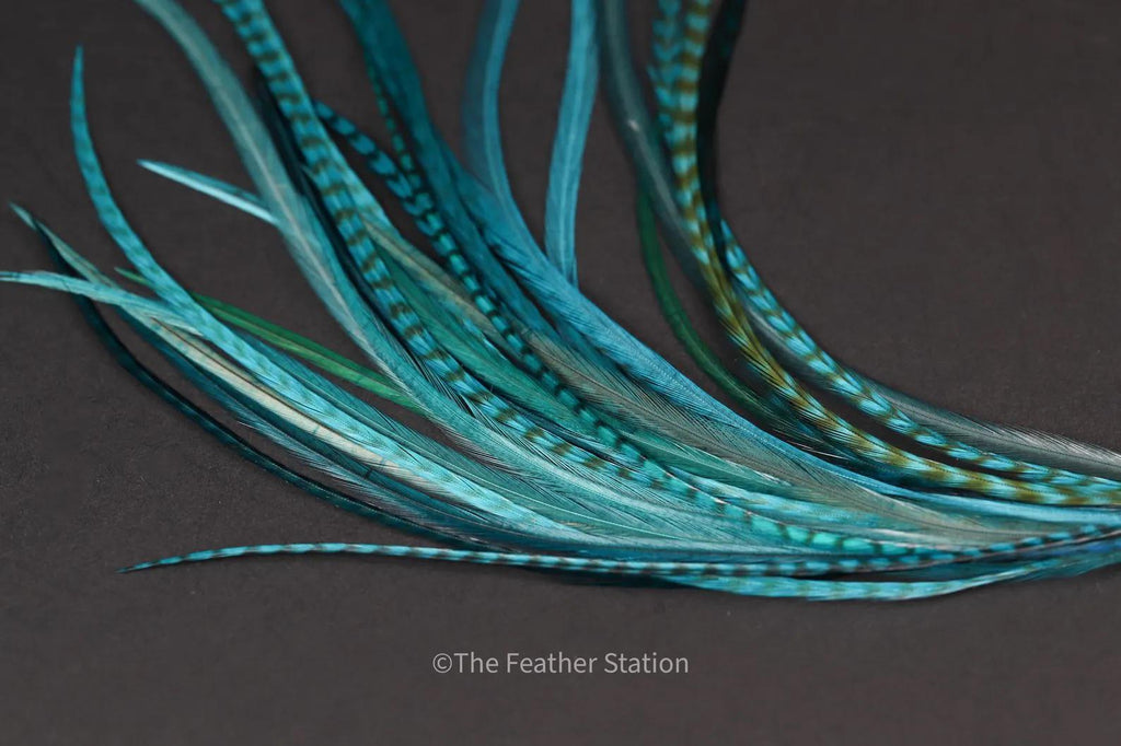 Lagoon blue, Feather Hair Extension Kit 20-25cm / 9-11''