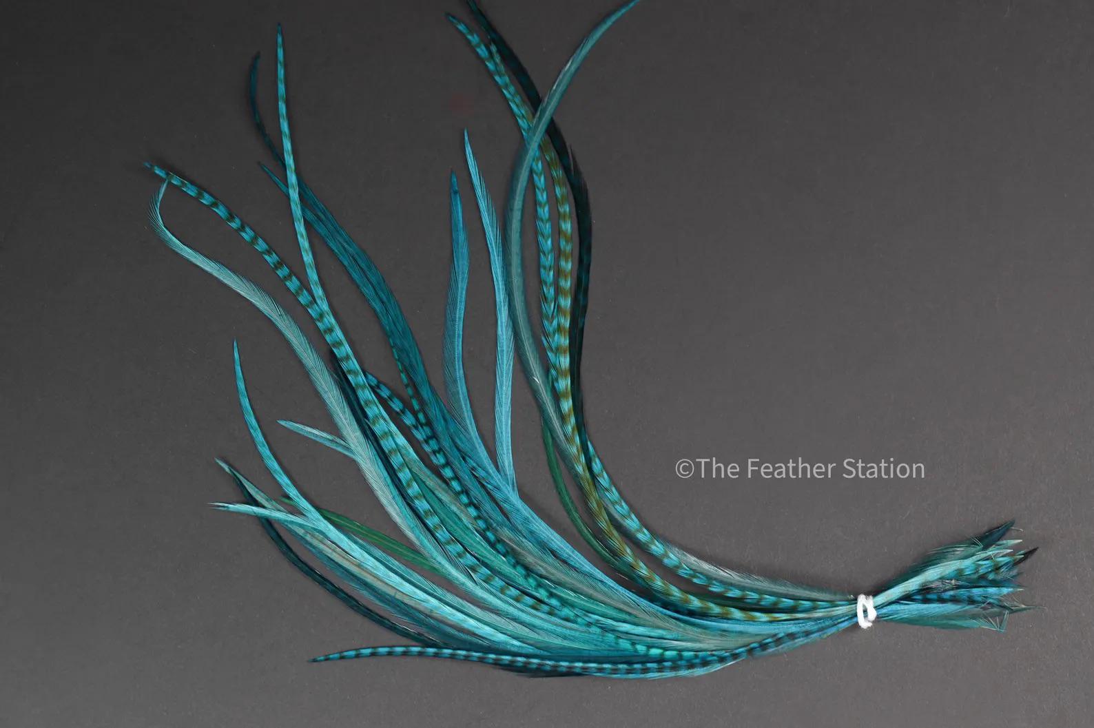 Lagoon blue, Feather Hair Extension Kit 20-25cm / 9-11''