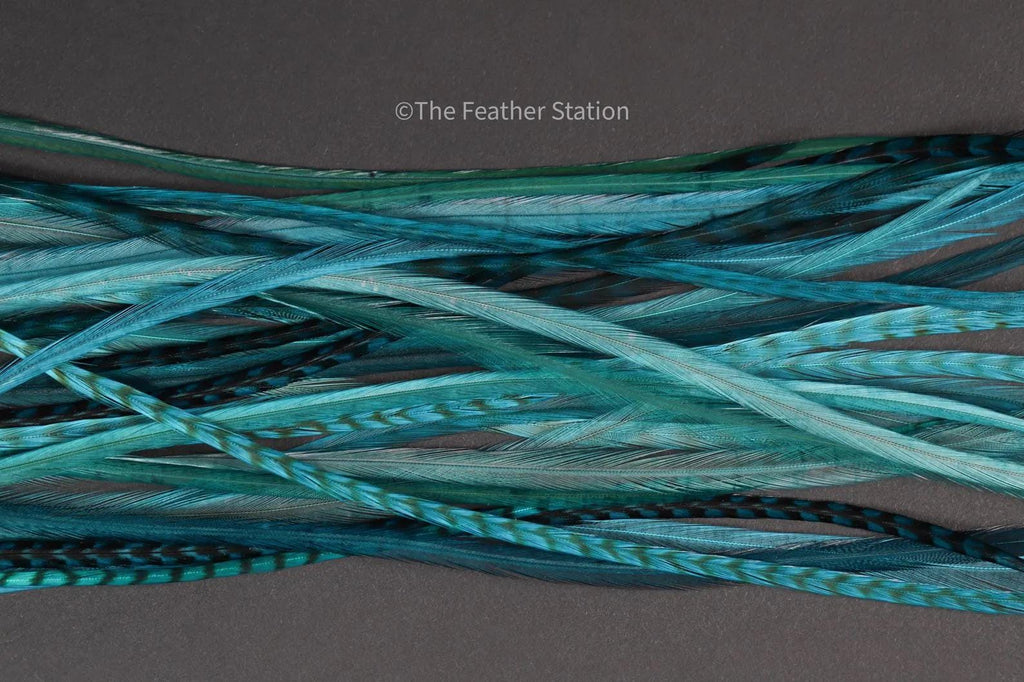 Lagoon blue, Feather Hair Extension Kit 20-25cm / 9-11''