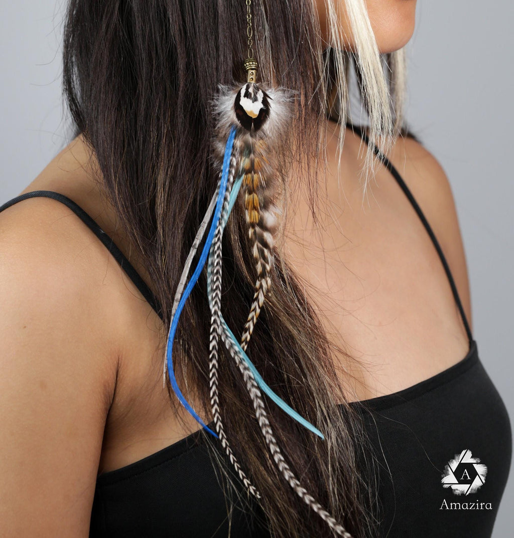Feather hair clip extension