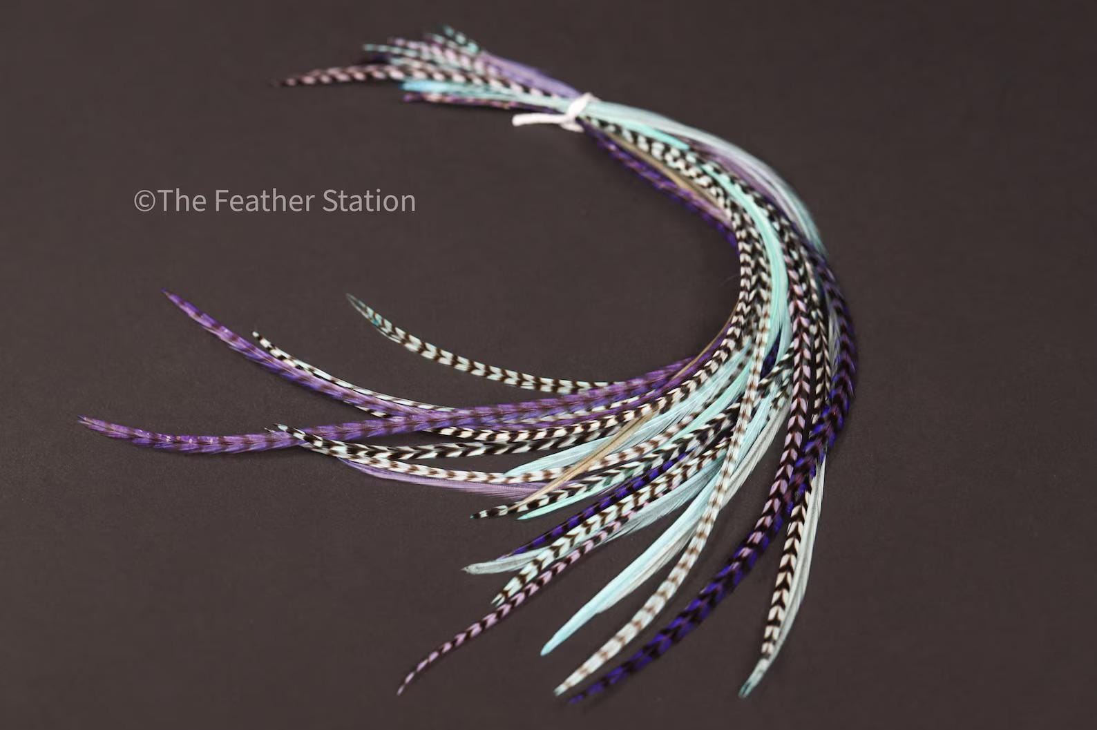 Purple and Blue 5 Hair Feather Extension Kit 20-25 cm / 9-11''