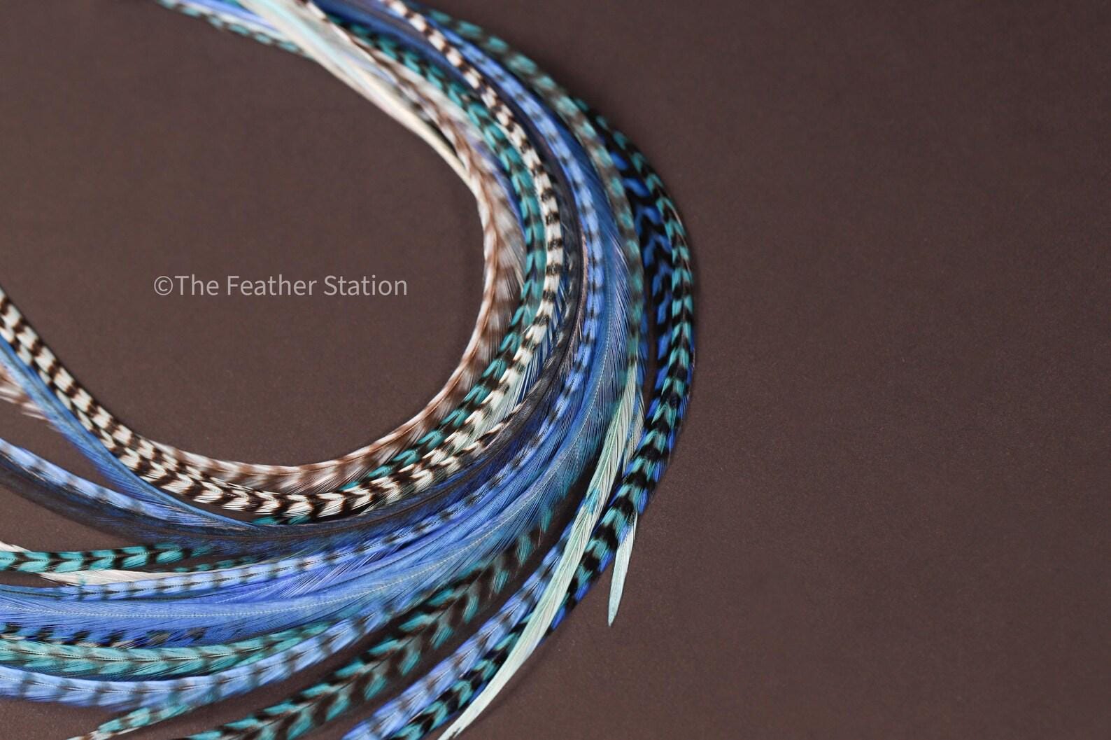 Ocean blue, Hair Feathers Extension Kit 20-25 cm / 9-11''