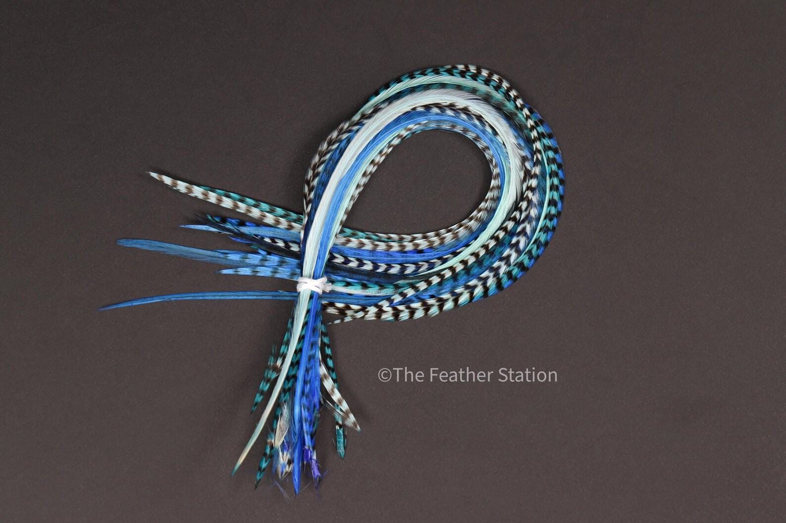 Ocean blue, Hair Feathers Extension Kit 20-25 cm / 9-11''