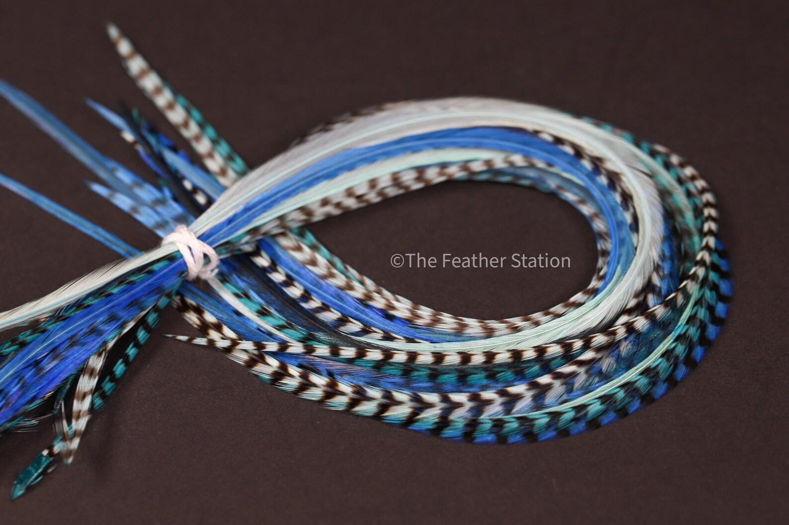 Ocean blue, Hair Feathers Extension Kit 20-25 cm / 9-11''