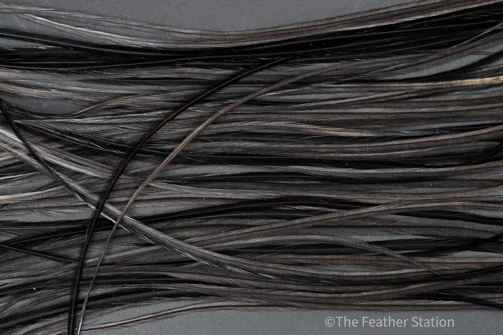 DIY Feather Hair Extension Kit, 20-25 cm / 9-11'' Dark black grey feathers, boho festival unique gothic emo halloween hair enhancement