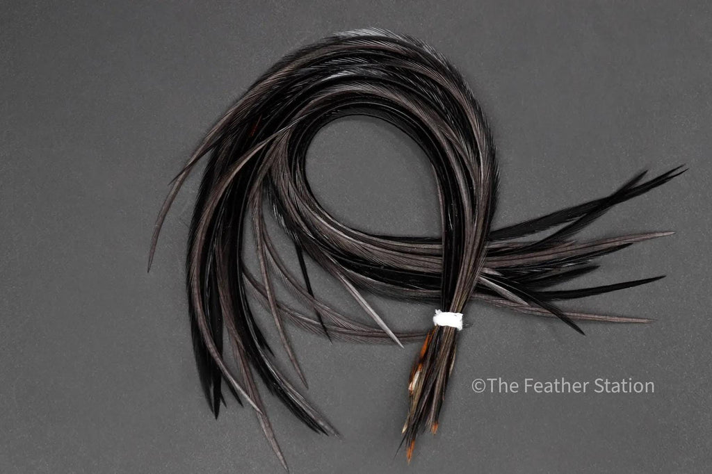 DIY Feather Hair Extension Kit, 20-25 cm / 9-11'' Dark black grey feathers, boho festival unique gothic emo halloween hair enhancement