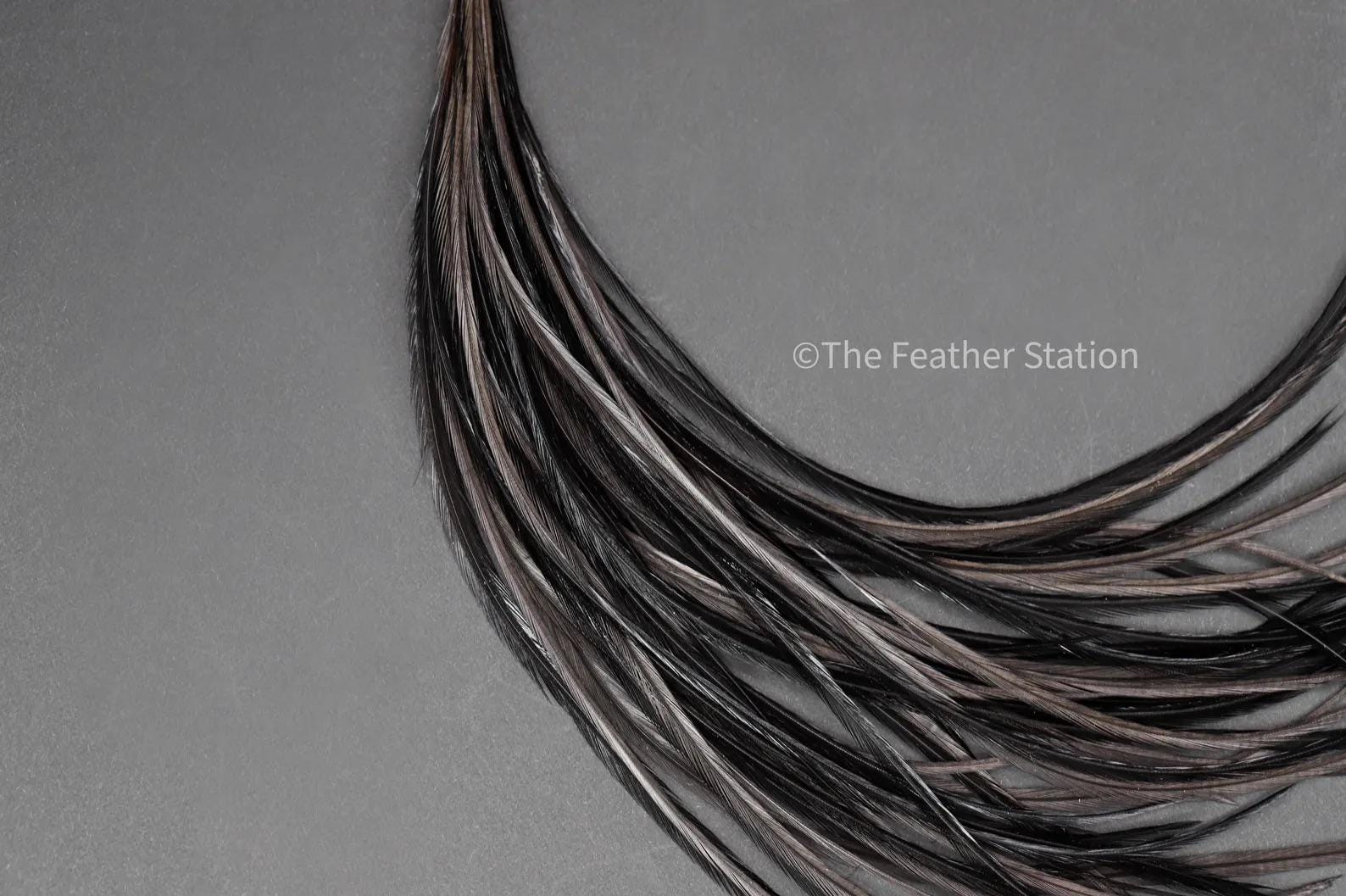 DIY Feather Hair Extension Kit, 20-25 cm / 9-11'' Dark black grey feathers, boho festival unique gothic emo halloween hair enhancement