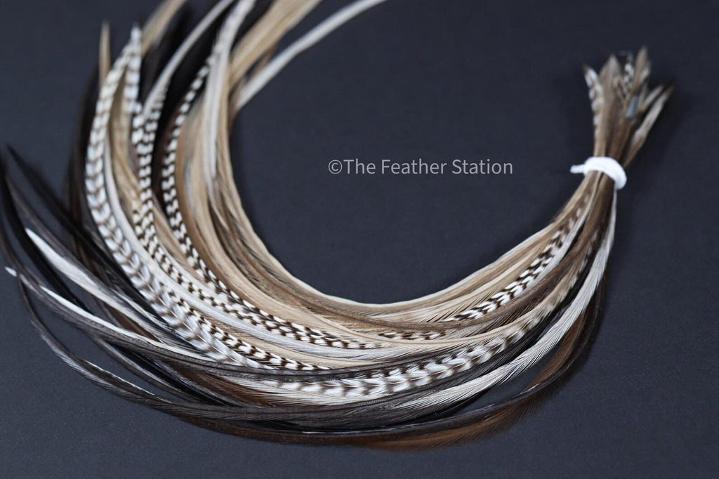 Cappuccino, DIY Feather Hair Extension Kit, 20-25 cm / 9-11''