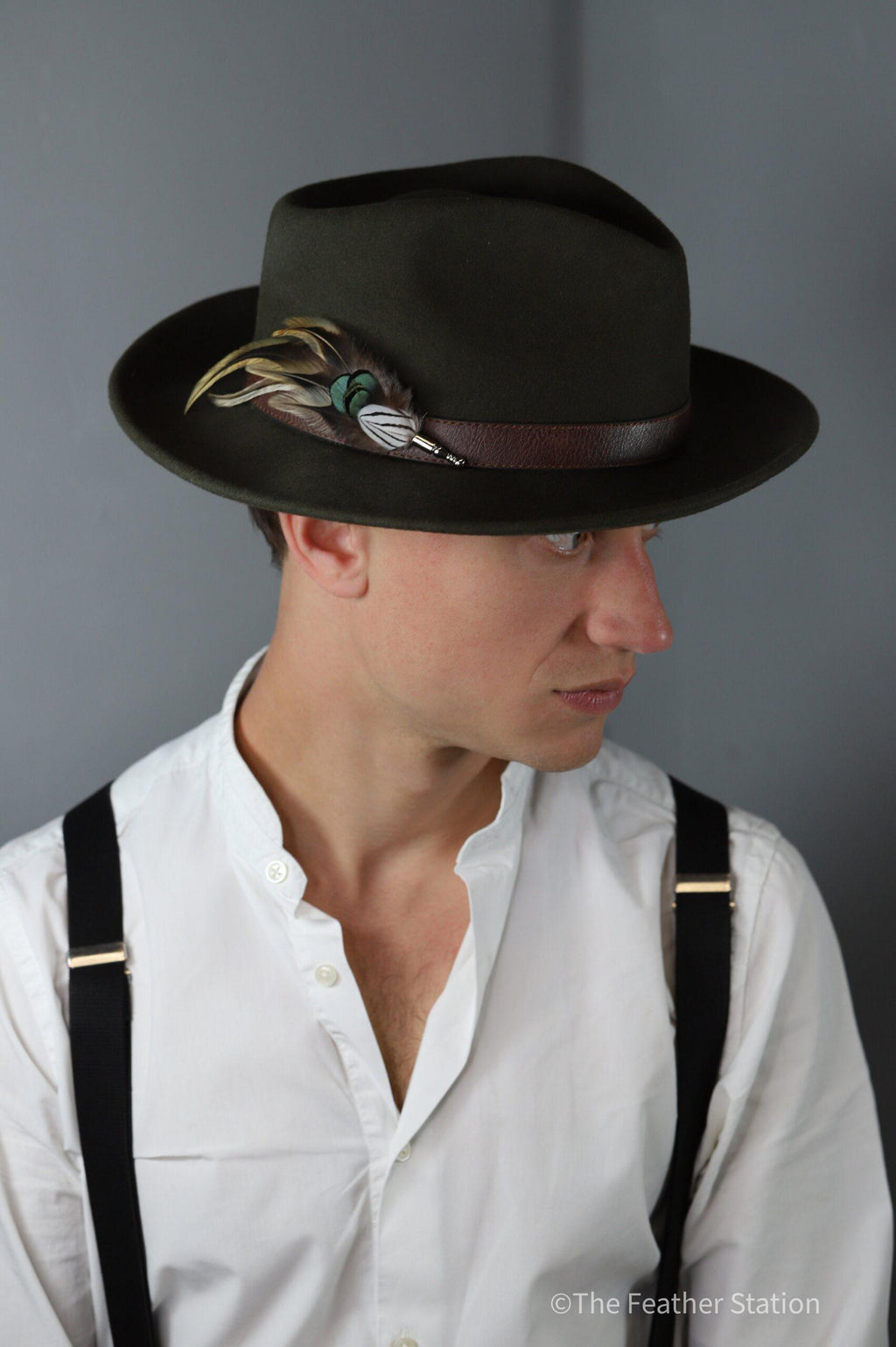 Handmade natural golden tip feather hat pin