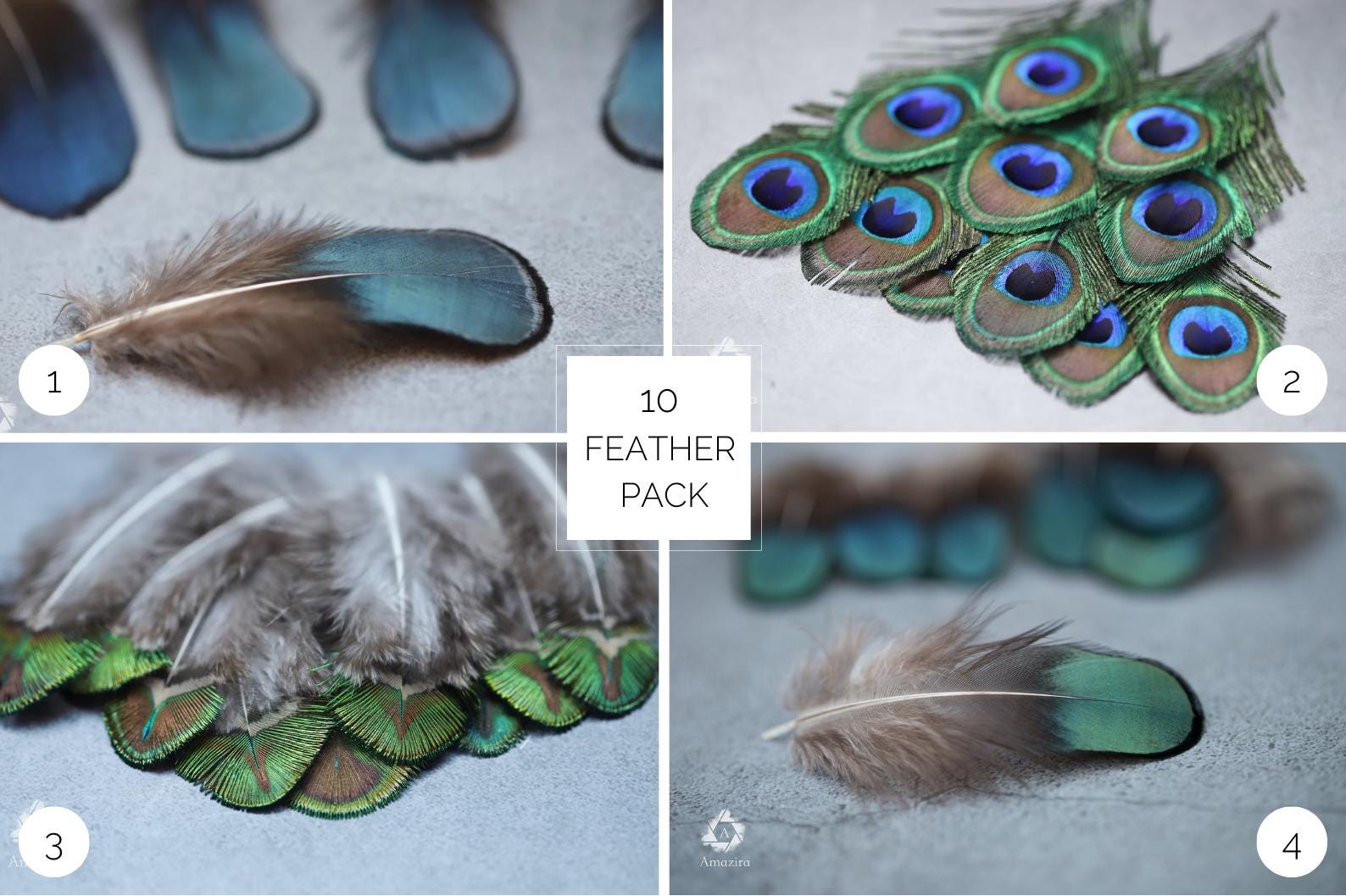10 Natural blue Feathers packs