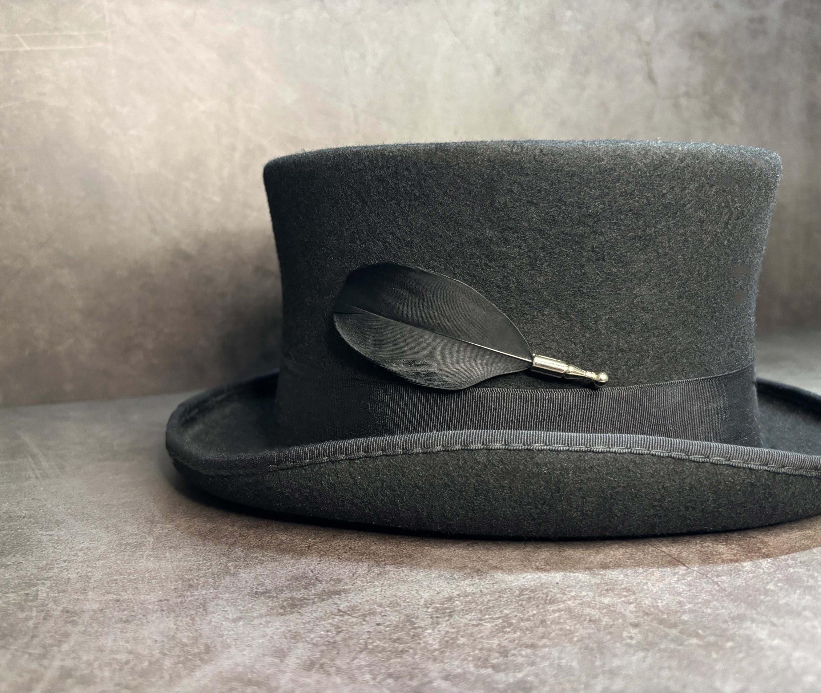 Classy Black feather hat pin brooch