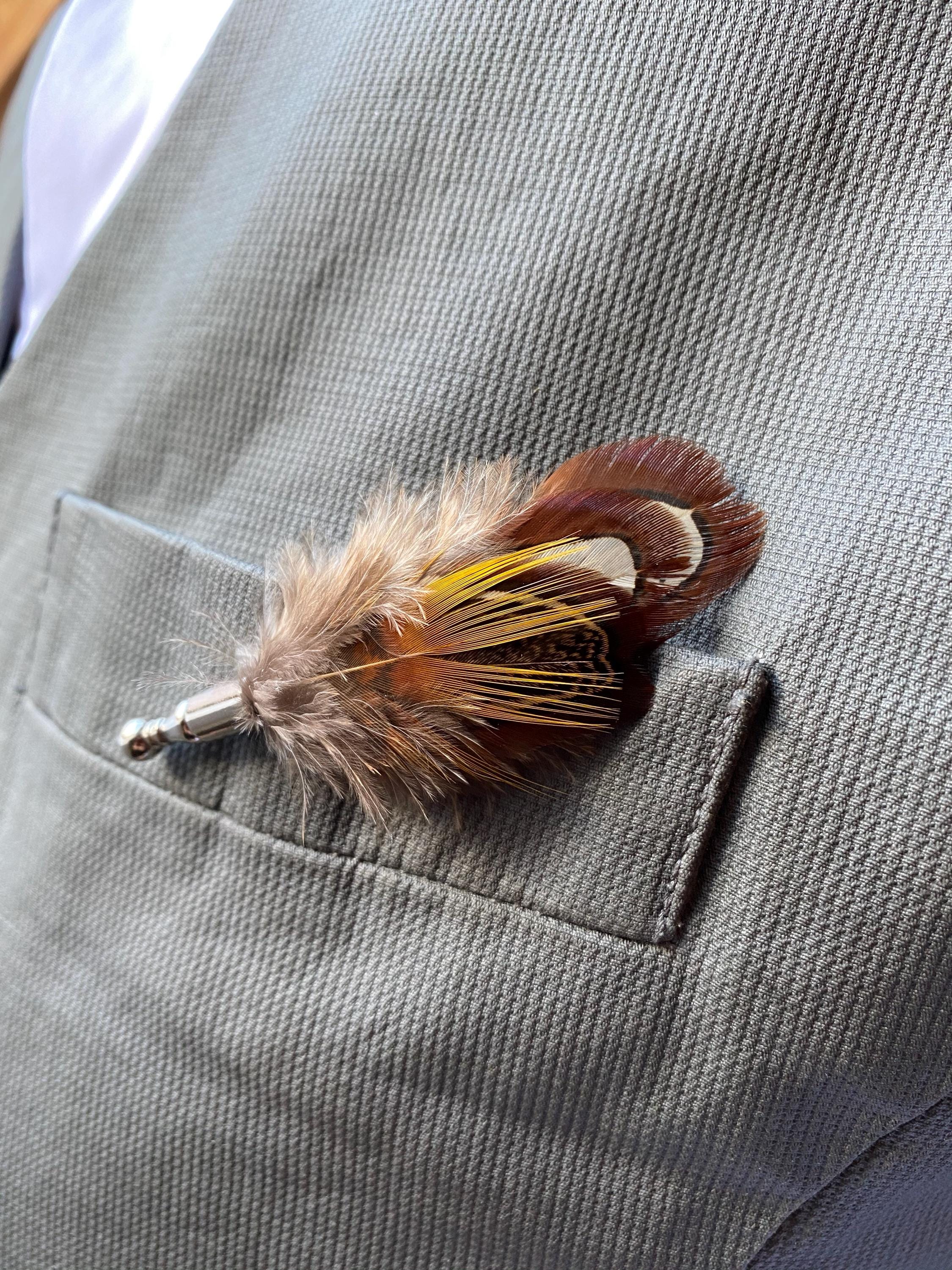 boutonniere fishing lure Feather Hat pin & Boutonniere – Amazira