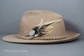 Handmade natural golden tip feather hat pin
