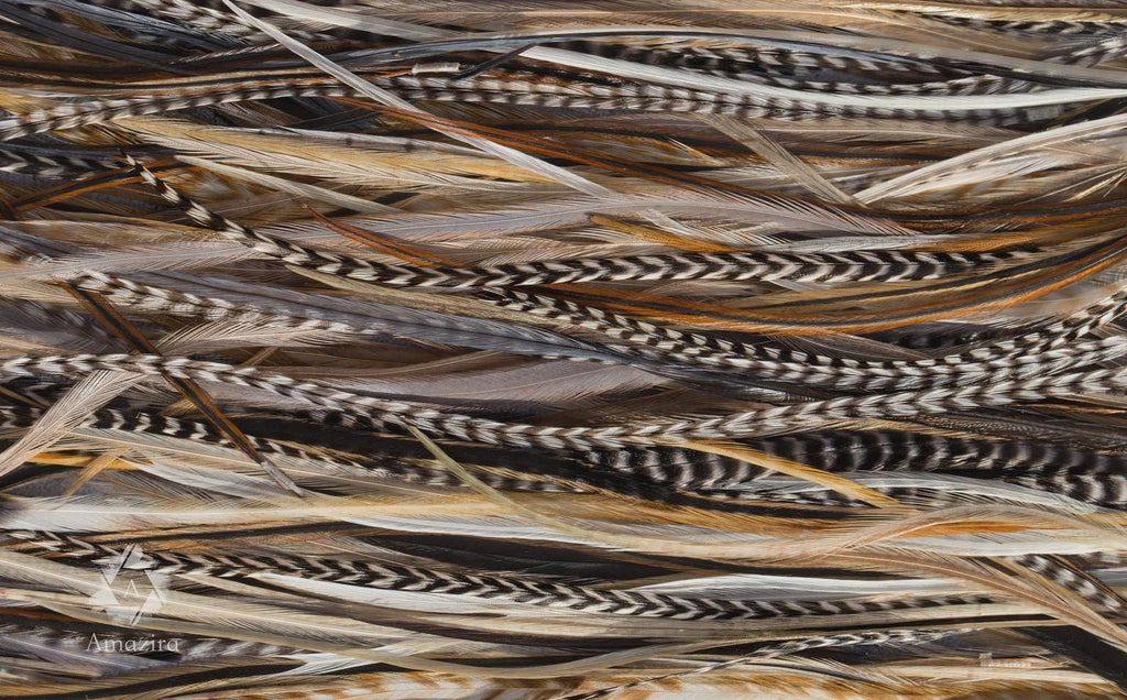 5 Black and white clip in feather hair