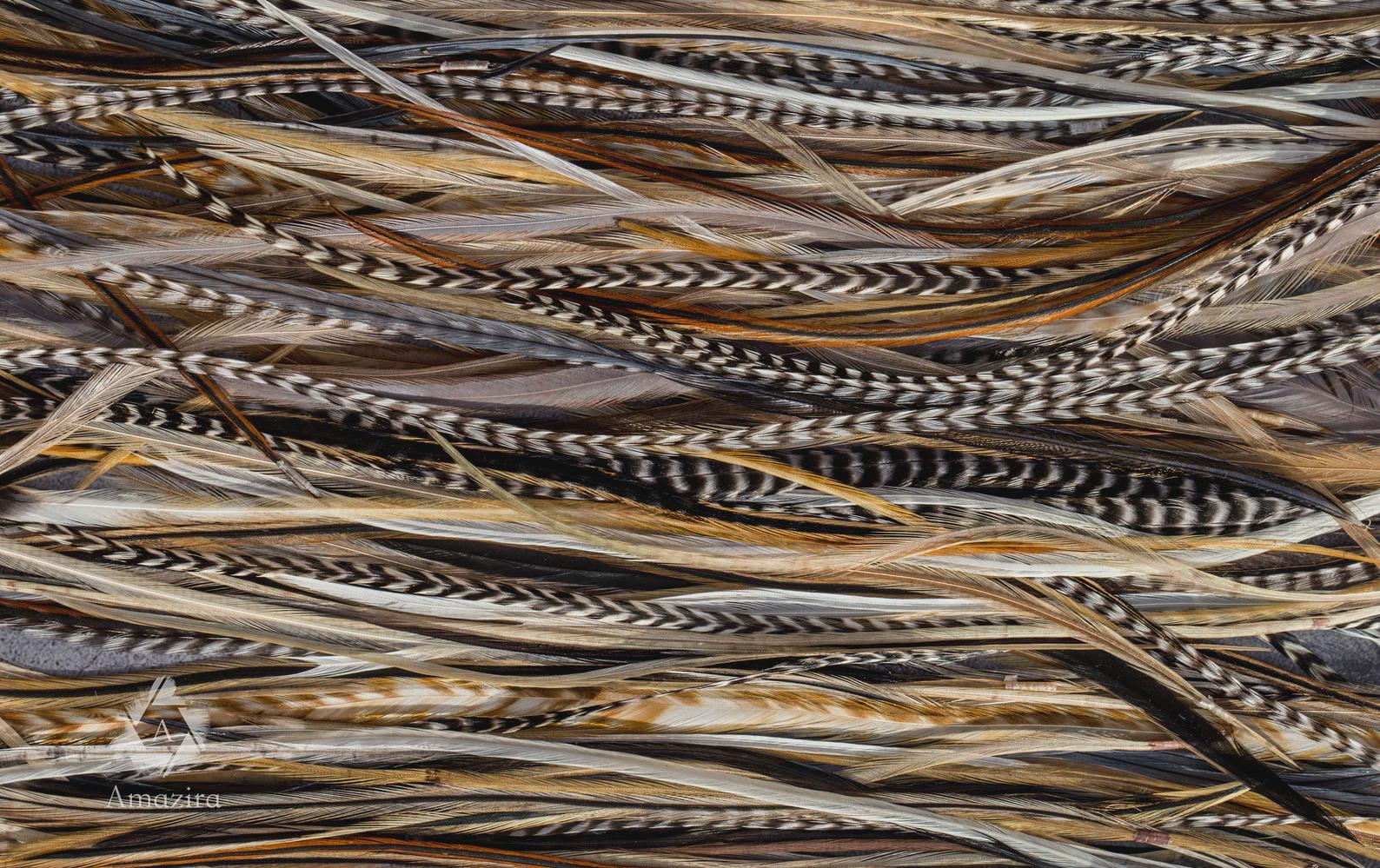 5 Feather Hair Extension DIY Kit, 7-18'' Natural stripped brown grizzly feathers, Hair enhancement additions festival accessory