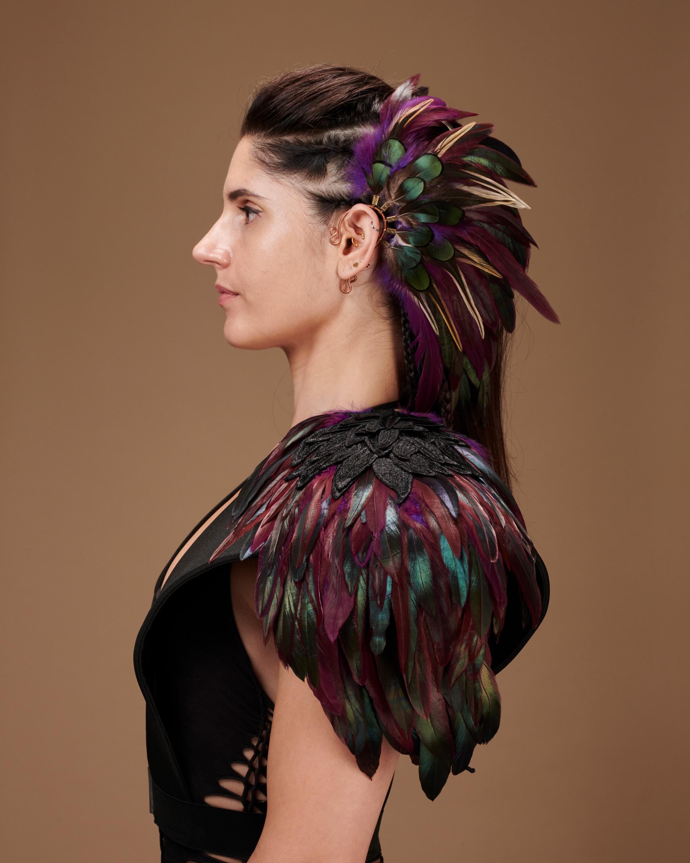 Purple real feather harness