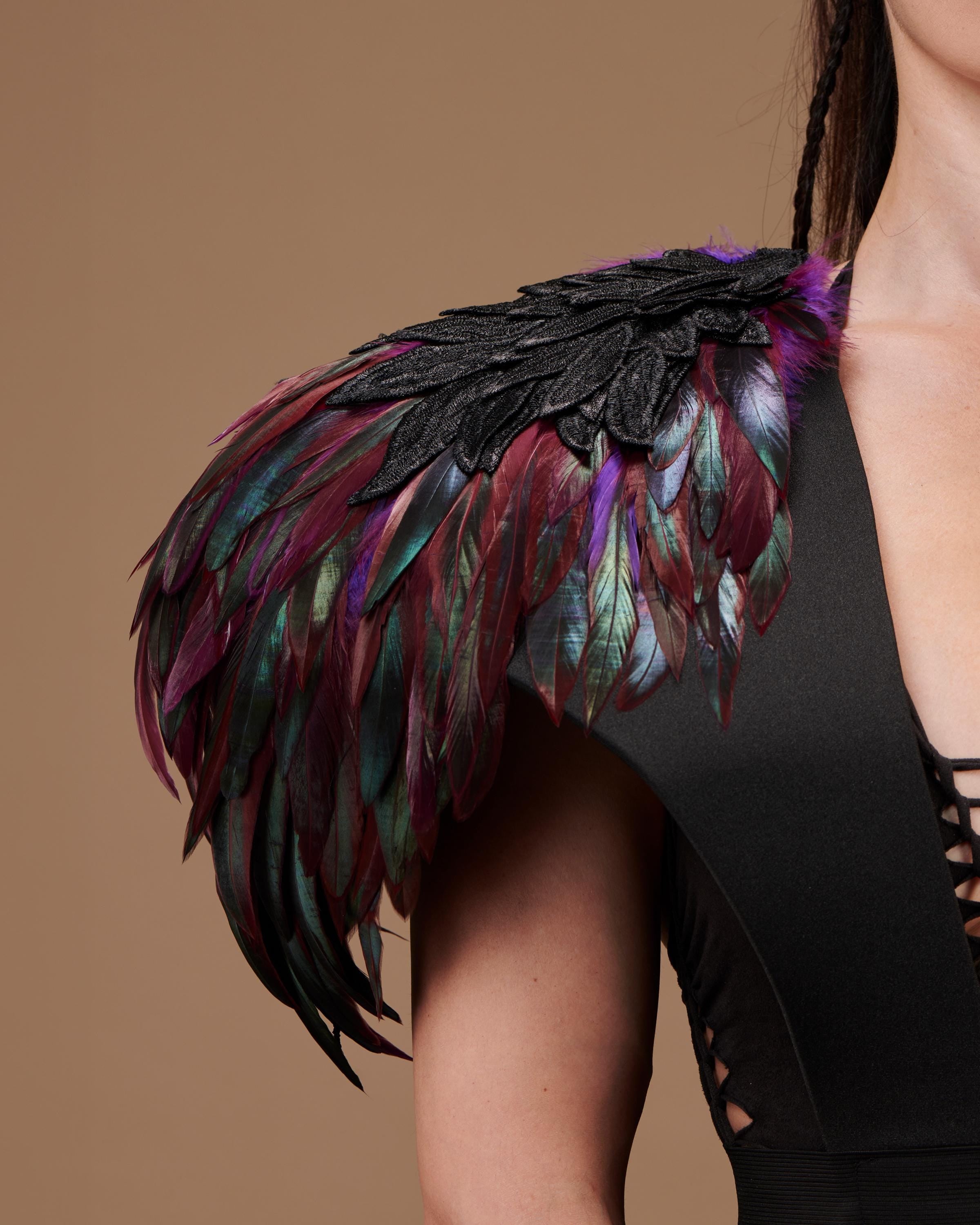 Purple real feather harness