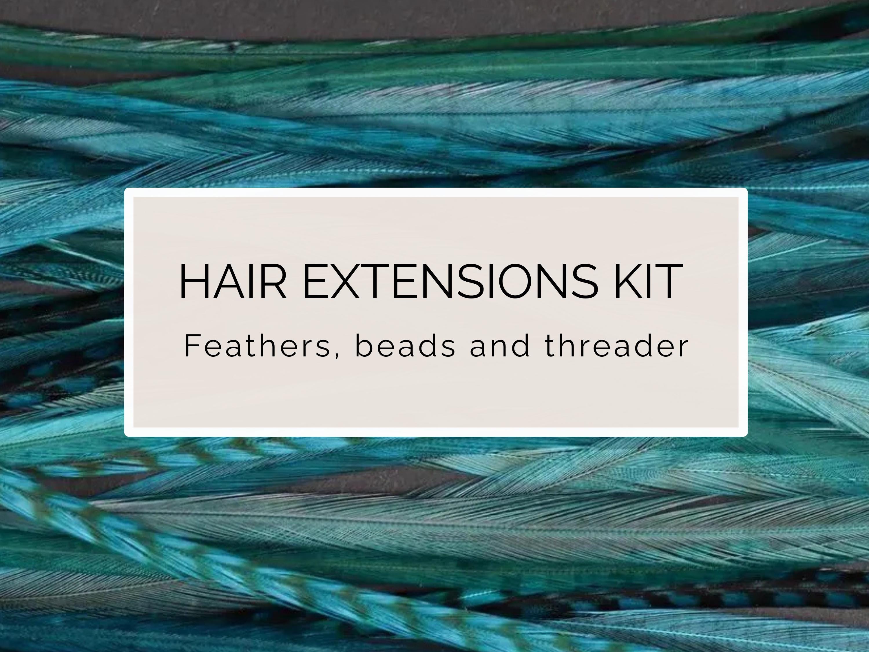 Lagoon blue, Feather Hair Extension Kit 20-25cm / 9-11''