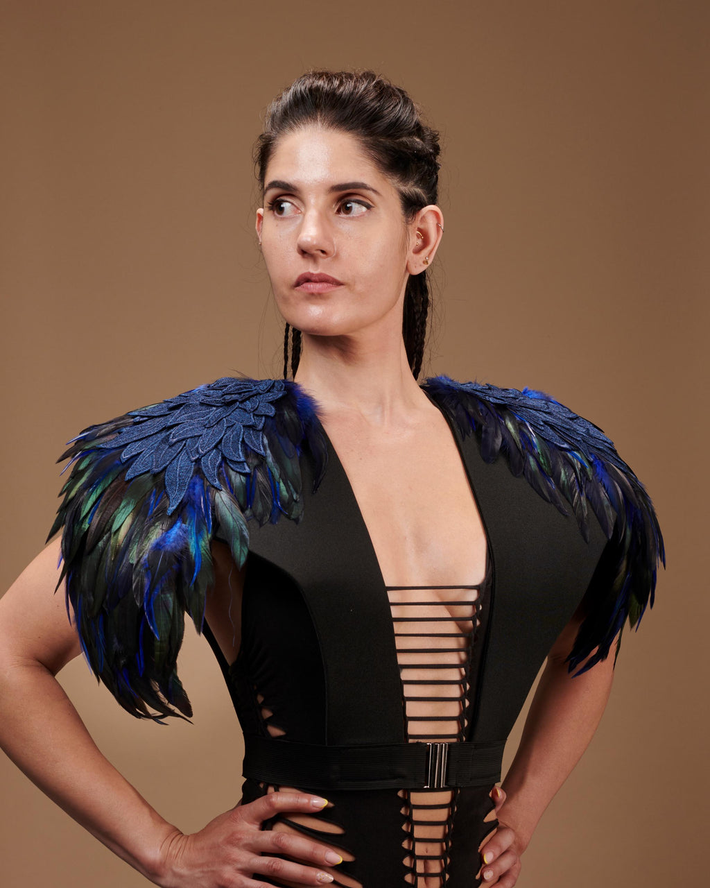 Elektrisch blauer Feder-Schal