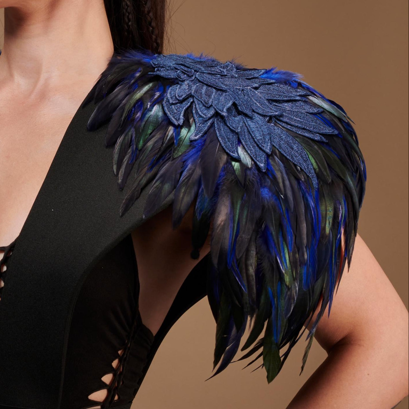 Electric blue feather shawl