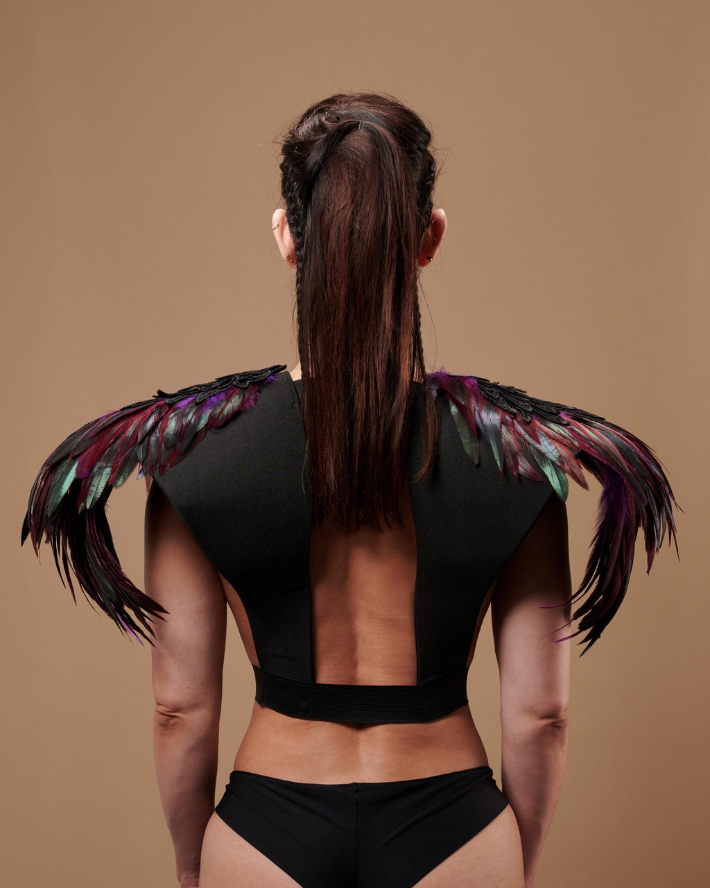 Purple real feather harness