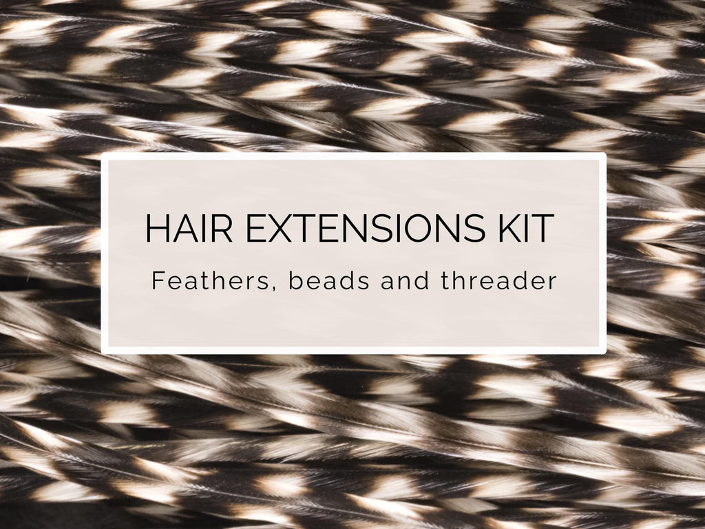 5 Black and white clip in feather hair