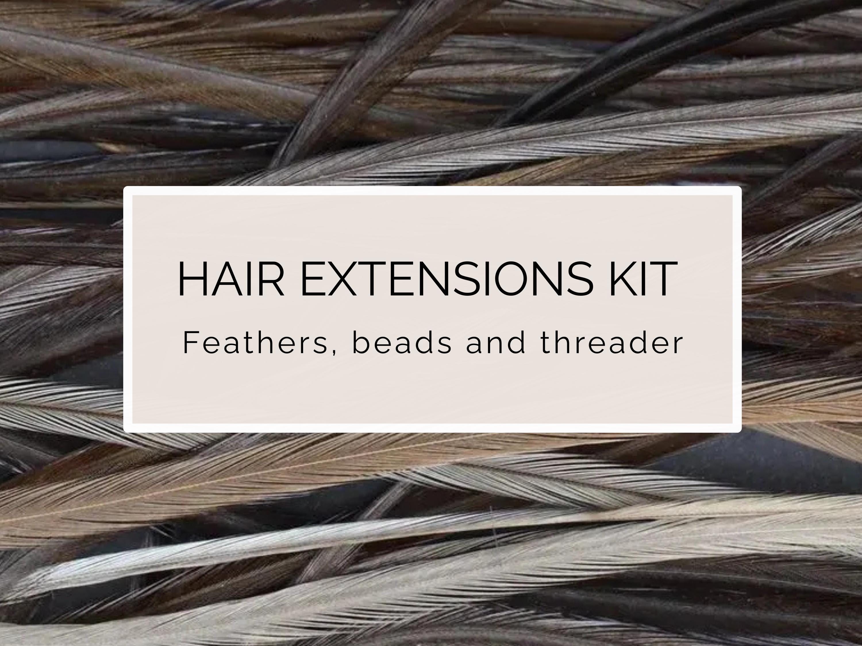 Coffee DIY Feather Hair Extension Kit, 20-25 cm / 9-11''