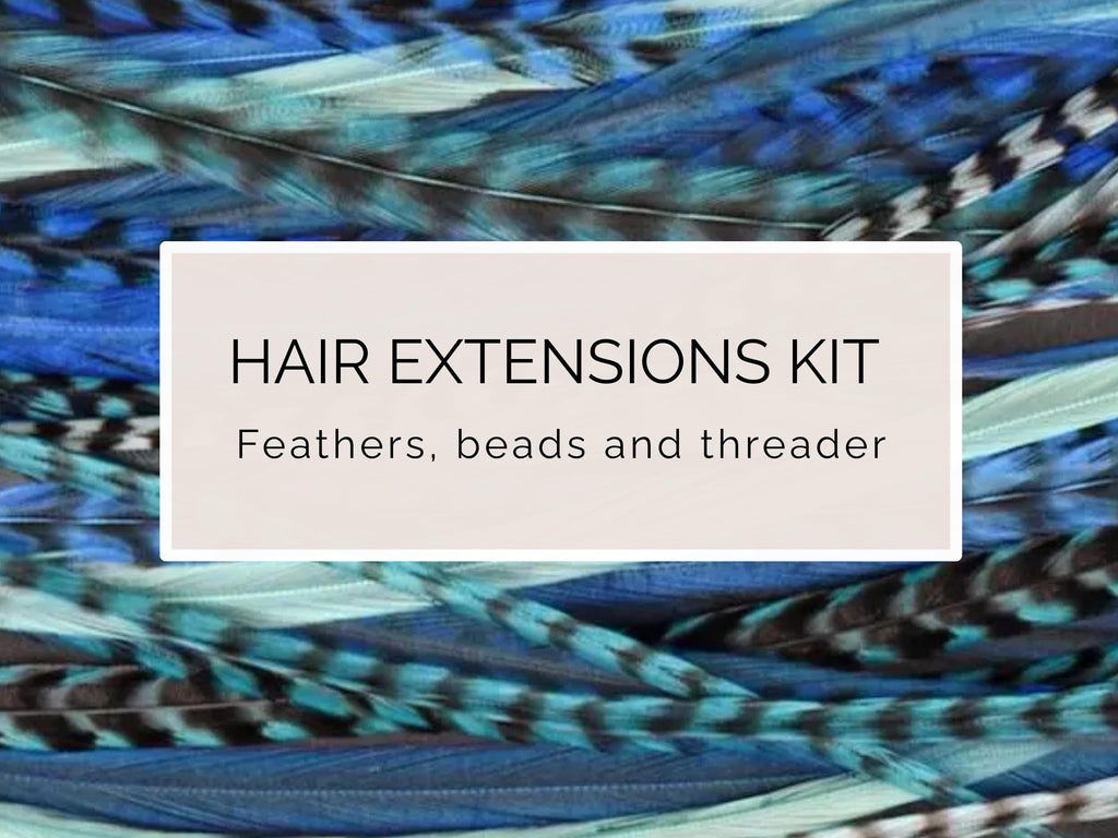 Ocean blue, Hair Feathers Extension Kit 20-25 cm / 9-11''